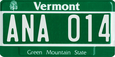 VT license plate ANA014