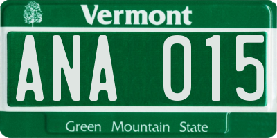VT license plate ANA015