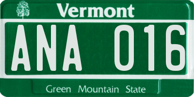 VT license plate ANA016