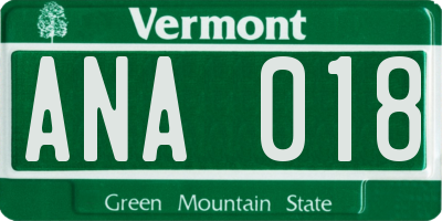 VT license plate ANA018