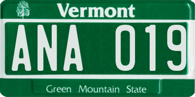 VT license plate ANA019