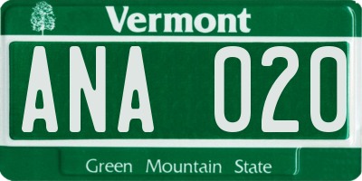VT license plate ANA020