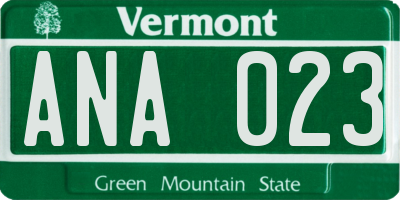 VT license plate ANA023