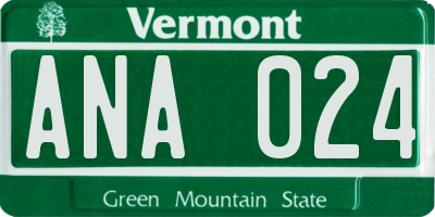 VT license plate ANA024