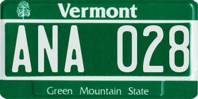 VT license plate ANA028