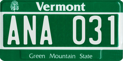 VT license plate ANA031