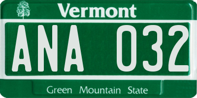 VT license plate ANA032