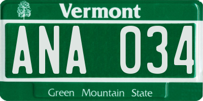 VT license plate ANA034