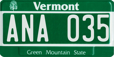 VT license plate ANA035