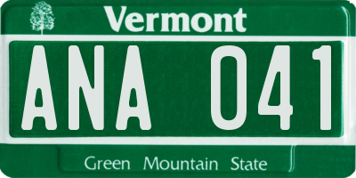 VT license plate ANA041