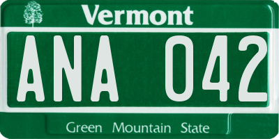 VT license plate ANA042