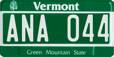 VT license plate ANA044