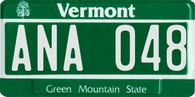 VT license plate ANA048