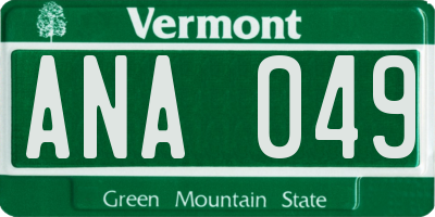 VT license plate ANA049