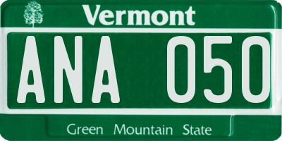 VT license plate ANA050