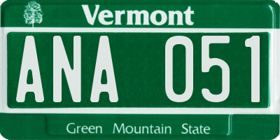 VT license plate ANA051
