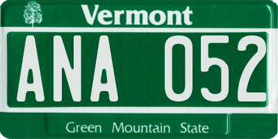 VT license plate ANA052