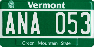 VT license plate ANA053