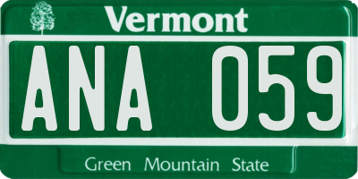 VT license plate ANA059