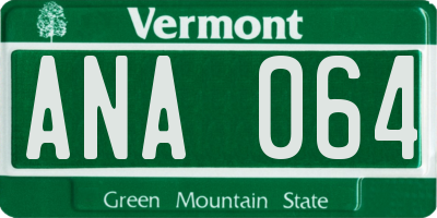 VT license plate ANA064