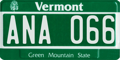 VT license plate ANA066