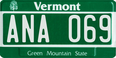 VT license plate ANA069