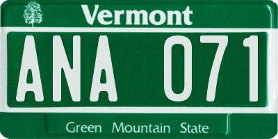 VT license plate ANA071