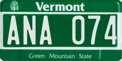 VT license plate ANA074
