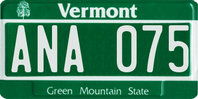 VT license plate ANA075