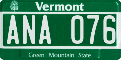VT license plate ANA076