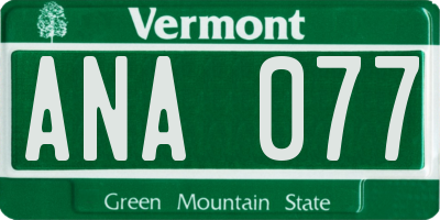 VT license plate ANA077