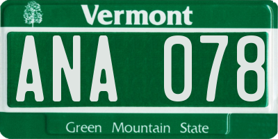 VT license plate ANA078