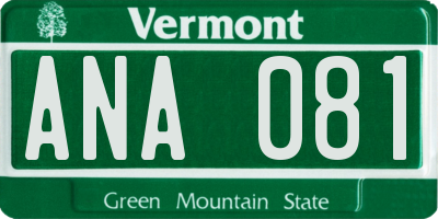 VT license plate ANA081