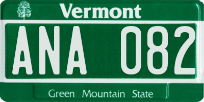 VT license plate ANA082