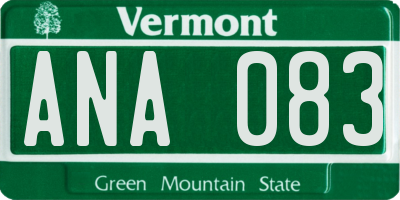 VT license plate ANA083