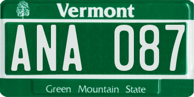 VT license plate ANA087