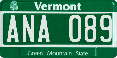 VT license plate ANA089