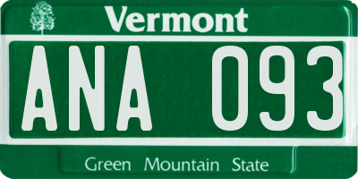 VT license plate ANA093