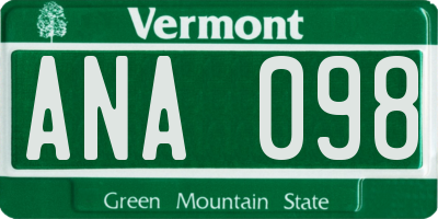 VT license plate ANA098