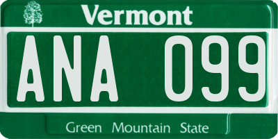 VT license plate ANA099