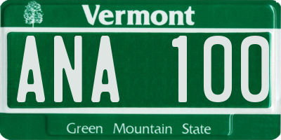 VT license plate ANA100