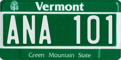 VT license plate ANA101