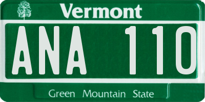VT license plate ANA110