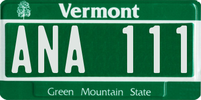 VT license plate ANA111