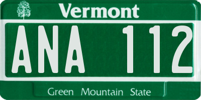 VT license plate ANA112