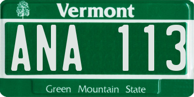 VT license plate ANA113