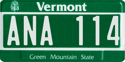 VT license plate ANA114