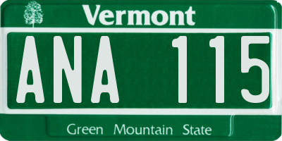VT license plate ANA115