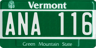 VT license plate ANA116