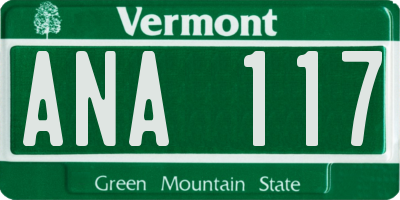 VT license plate ANA117